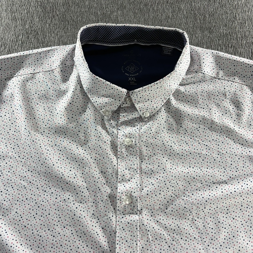 Con.Struct 4 Way Stretch Slim Button Down SS Shirt Men's XXL Polka Dot